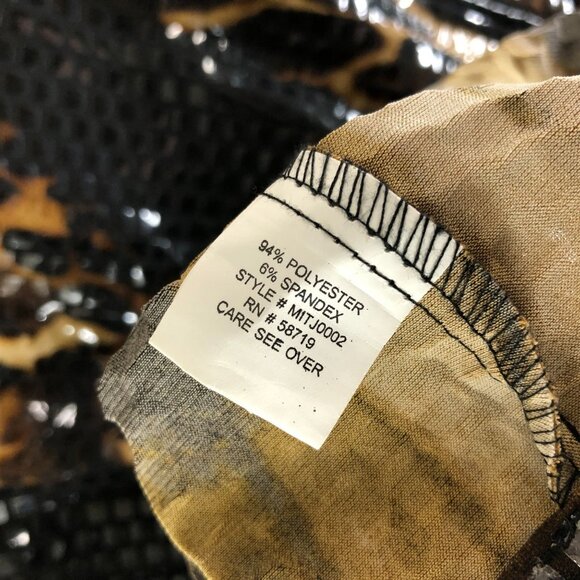 Elementz Womens Shacket Jacket Sequin Animal Print Button Front Brown L - Picture 4 of 4